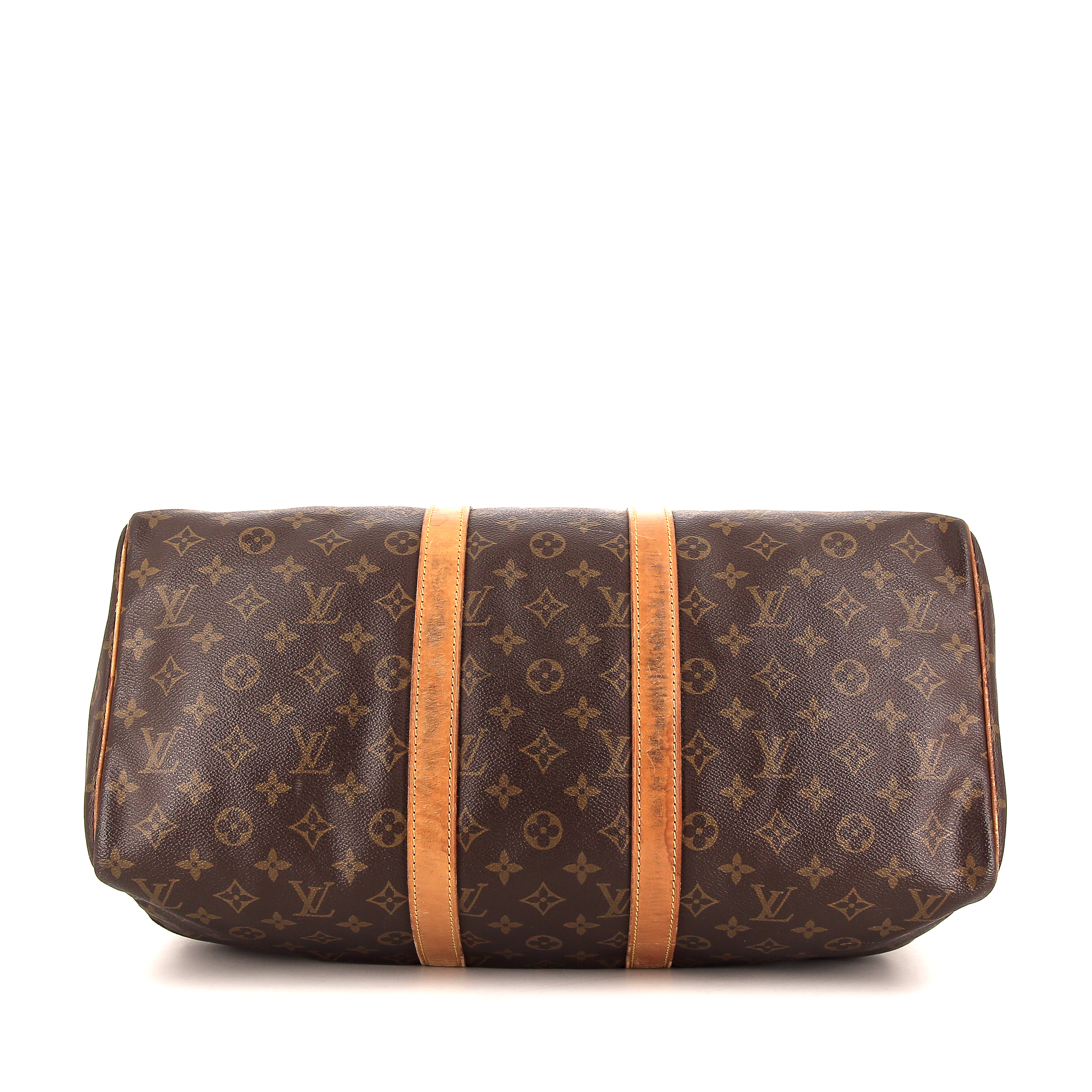 Sac de voyage Louis Vuitton Keepall 45 en toile monogram enduite et cuir naturel - Detail D2