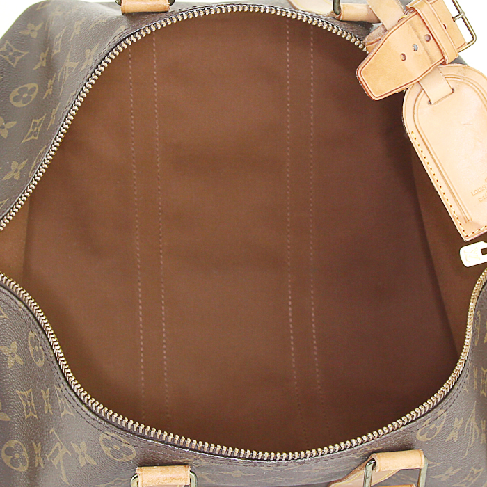 Bolsa de viaje Louis Vuitton Keepall 45 en lona Monogram revestida y cuero natural - Detail D3
