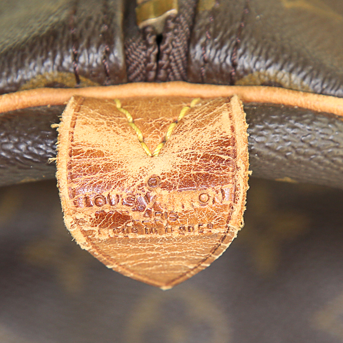 Louis Vuitton Keepall 45 travel bag in monogram canvas and natural leather - Detail D4