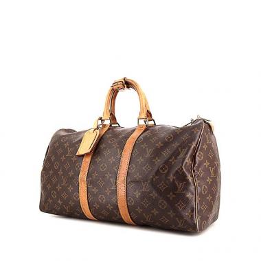 Bolsa de viaje Louis Vuitton Keepall 45 en lona Monogram revestida y cuero natural
