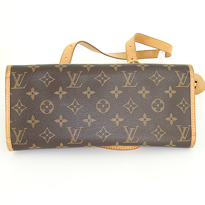 Sac porté épaule ou main Louis Vuitton Popincourt en toile monogram enduite marron et cuir naturel - Detail D4