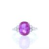 Anello Vintage in platino,  zaffiro rosa e diamanti - 360 thumbnail