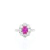 Anello Vintage in platino,  diamanti e zaffiro rosa - 360 thumbnail