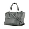 Prada Twin Zip shoulder bag in grey blue leather - 00pp thumbnail
