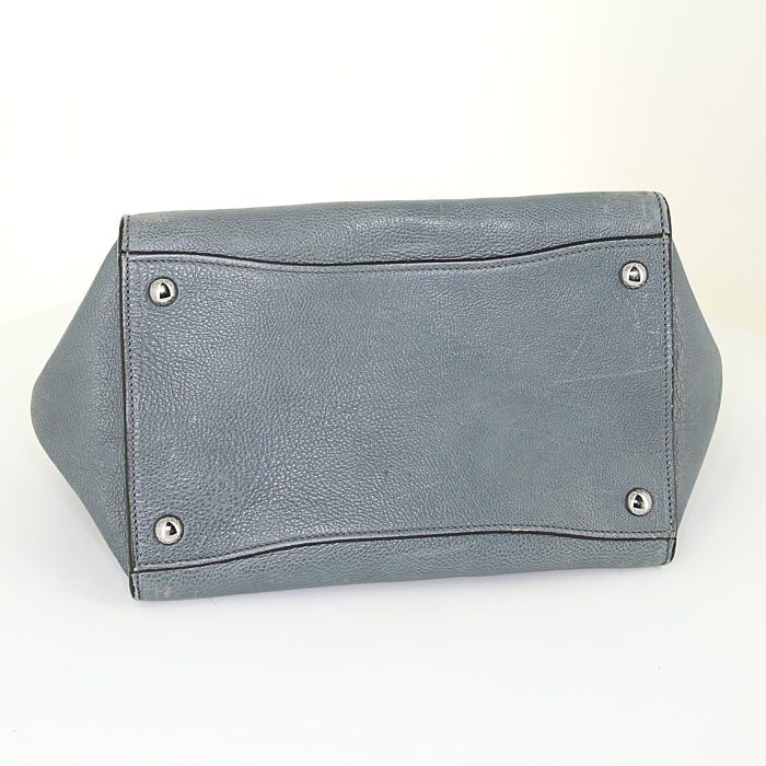 Bolso bandolera Prada Twin Zip en cuero azul gris - Detail D5