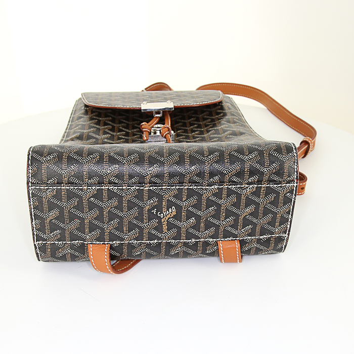Goyard backpack in monogram canvas and brown leather - Detail D4