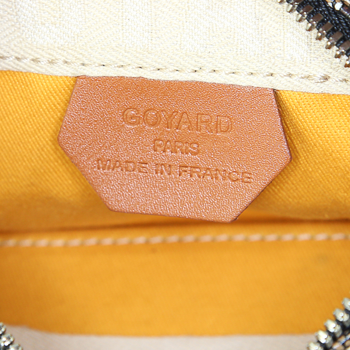Goyard Croisière mini handbag in monogram canvas and brown leather - Detail D4