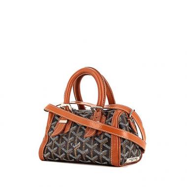 Sac à main Goyard Croisière mini en toile monogram enduite et cuir marron