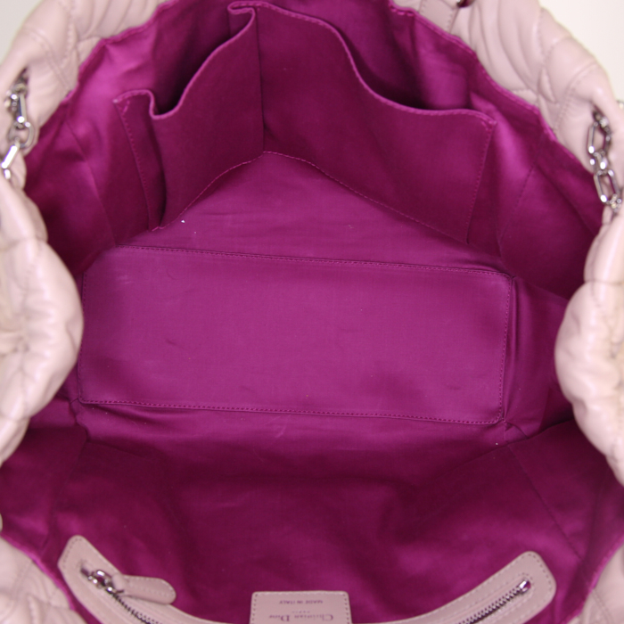 Borsa da spalla o a mano Dior Milly La Forêt in pelle trapuntata beige - Detail D3