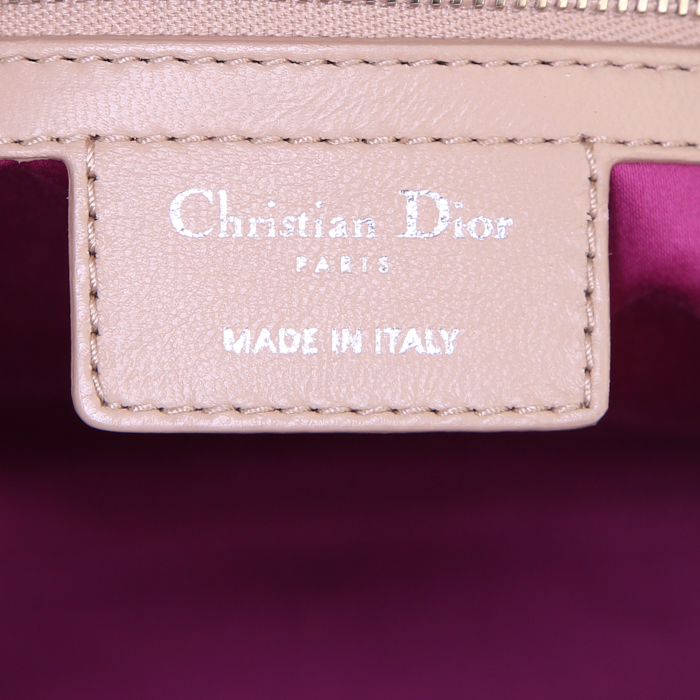 Borsa da spalla o a mano Dior Milly La Forêt in pelle trapuntata beige - Detail D4