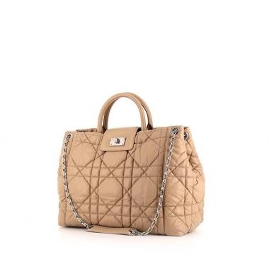 Bolso para llevar al hombro o en la mano Dior Milly La Forêt en cuero acolchado beige