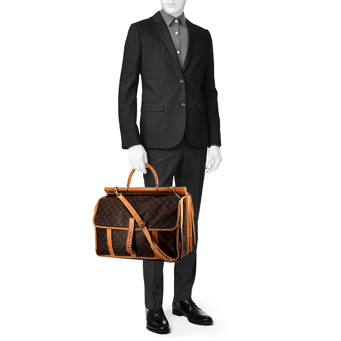 Sac de week end Louis Vuitton Sac de chasse en toile monogram cuir naturel - Detail D1