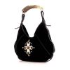 Yves Saint Laurent Mombasa handbag in black velvet and black leather - 00pp thumbnail