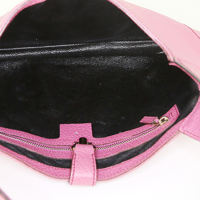 Gucci Jackie medium model handbag in pink leather - Detail D2
