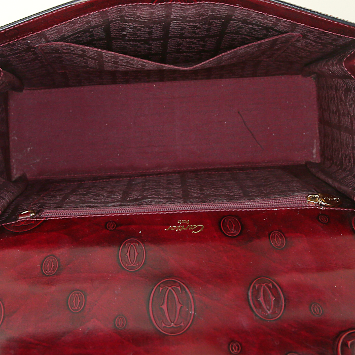 Cartier Happy Birthday handbag in burgundy monogram patent leather - Detail D2
