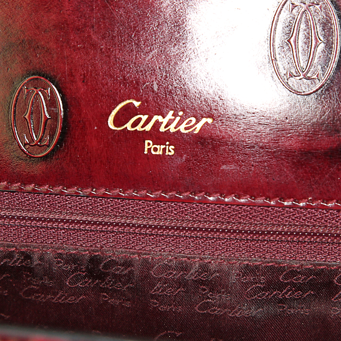 Sac à main Cartier Happy Birthday en cuir vernis monogram bordeaux - Detail D3