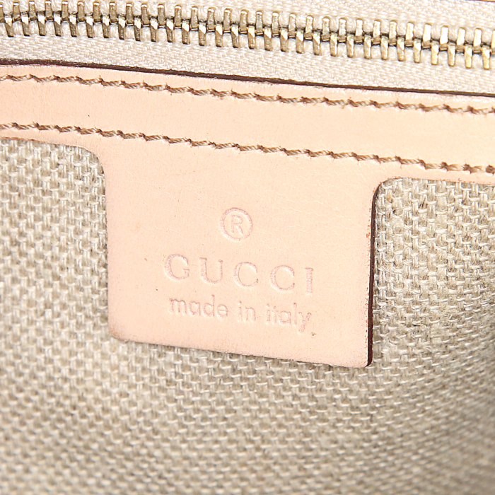 Gucci Jackie handbag in beige canvas and beige leather - Detail D3