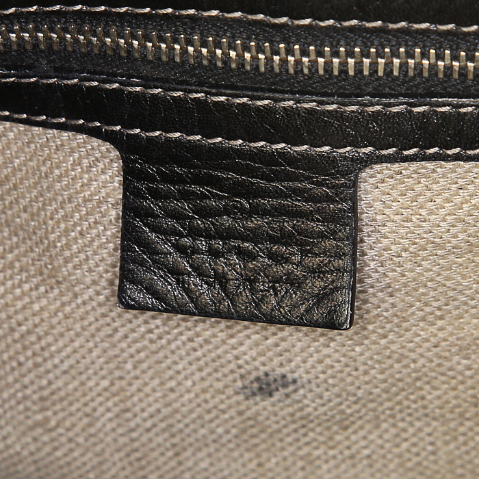 Gucci Jackie handbag in black canvas and black leather - Detail D3