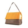 Celine All Soft handbag in taupe and beige leather and orange python - 00pp thumbnail