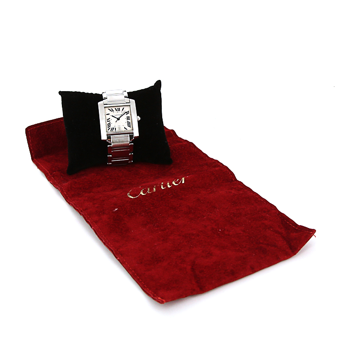 Cartier Tank Française watch in stainless steel Ref:  2302 Circa  2000 - Detail D2