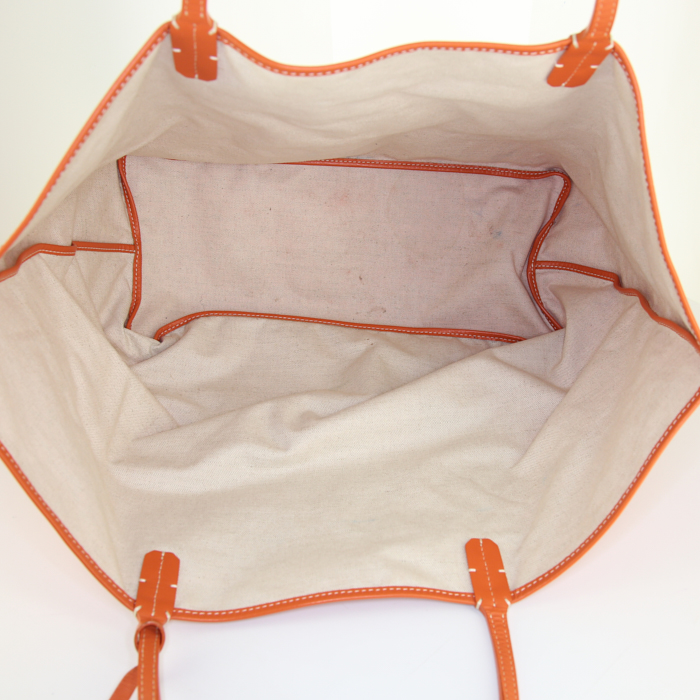 Bolso Cabás Goyard Saint-Louis en lona Monogram revestida naranja y cuero naranja - Detail D2
