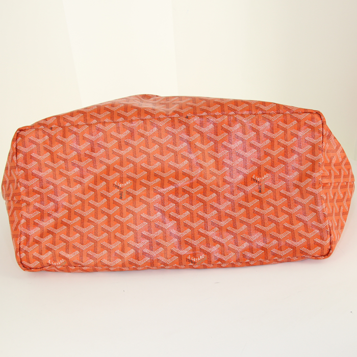Sac cabas Goyard Saint-Louis en toile monogram enduite orange et cuir orange - Detail D4