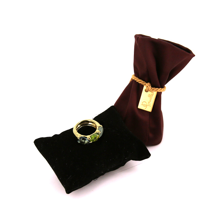 Sortija Pomellato Sassi en oro amarillo,  aguamarina y topacio azul y en peridoto - Detail D2