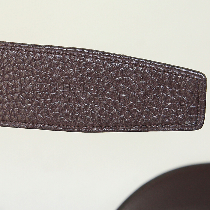 Hermès Ceinture belt in brown togo leather - Detail D1