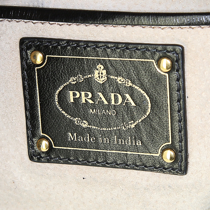 Pochette Prada in pelle intrecciata marrone - Detail D3