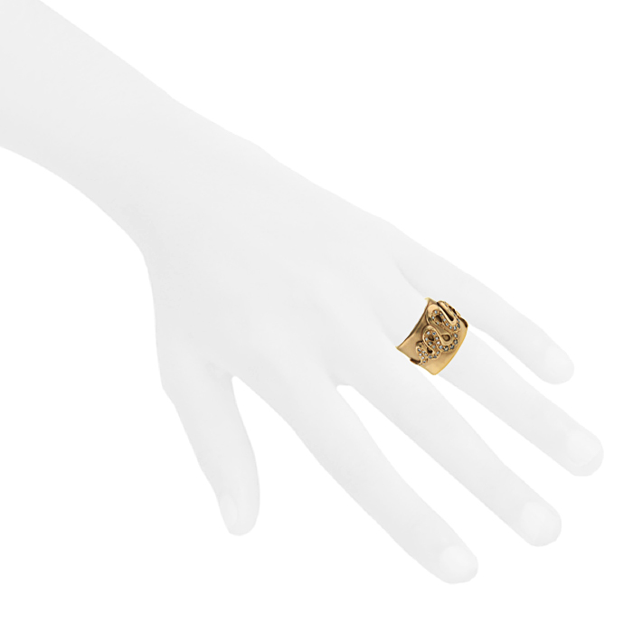 Sortija Pomellato Eva modelo grande en oro rosa y diamantes marrones - Detail D1