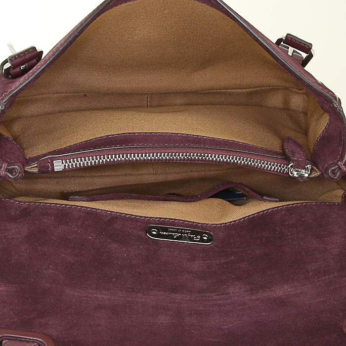 Sac à main Ralph Lauren Ricky Chain en daim bordeaux et cuir bordeaux - Detail D2
