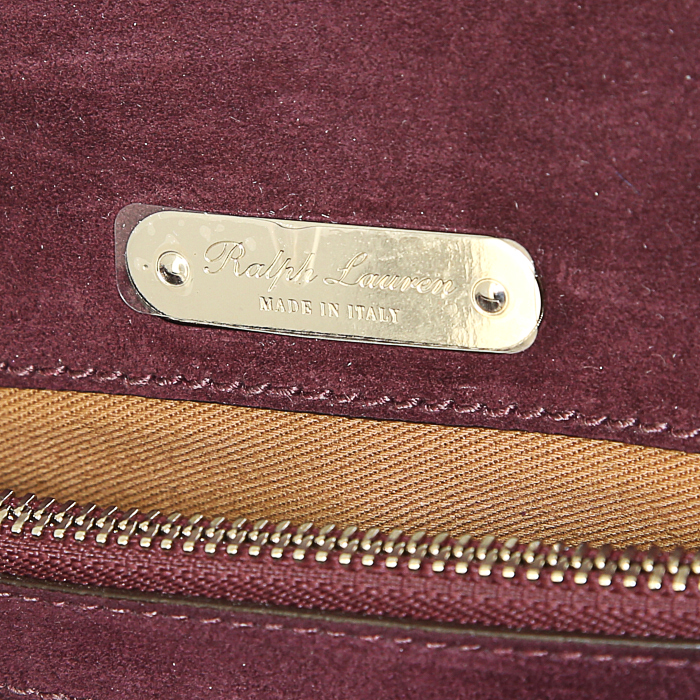 Sac à main Ralph Lauren Ricky Chain en daim bordeaux et cuir bordeaux - Detail D3