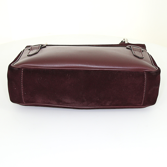 Sac à main Ralph Lauren Ricky Chain en daim bordeaux et cuir bordeaux - Detail D4