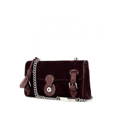 Ralph Lauren Ricky Chain handbag in burgundy suede and burgundy leather