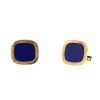 Vintage 1970's pair of cufflinks in yellow gold and lapis-lazuli - 00pp thumbnail