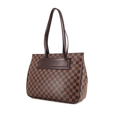 Bolso Cabás Louis Vuitton Parioli en lona a cuadros marrón y cuero marrón