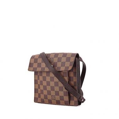 Sac bandoulière Louis Vuitton Pimlico en toile damier ébène et cuir marron