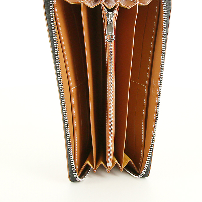 Goyard Matignon wallet in black monogram canvas and brown leather - Detail D2