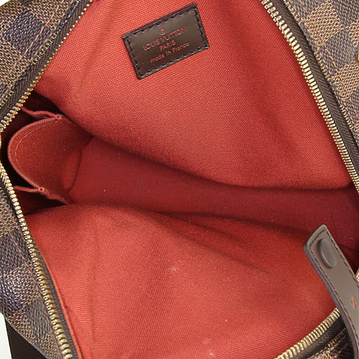 Louis Vuitton Olav small model shoulder bag in brown damier canvas and brown leather - Detail D2
