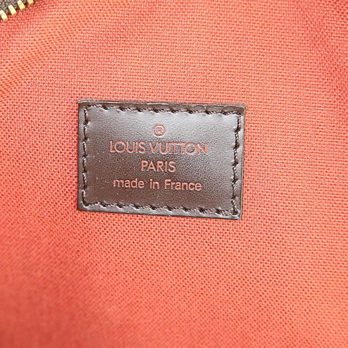 Louis Vuitton Olav small model shoulder bag in brown damier canvas and brown leather - Detail D3