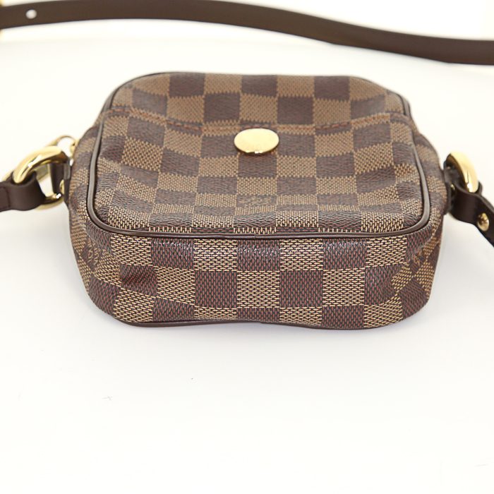 Sac bandoulière Louis Vuitton Rift en toile damier enduite marron et cuir glacé marron - Detail D4