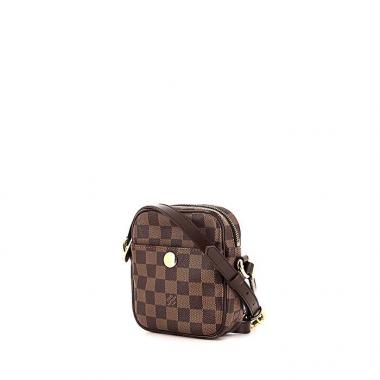 Sac bandoulière Louis Vuitton Rift en toile damier enduite marron et cuir glacé marron