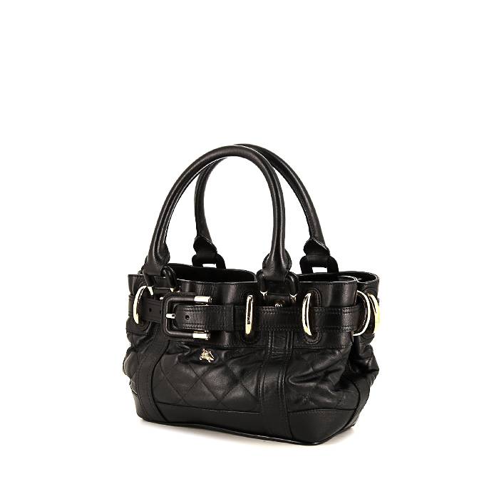 BURBERRY Black Quilted Patent Leather Beaton Tote Bag - Sale