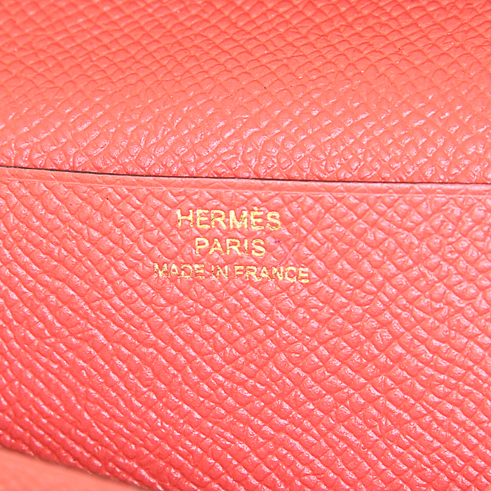 Hermes Béarn wallet in coral epsom leather - Detail D3
