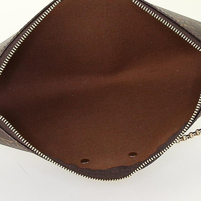 Bolso bandolera Louis Vuitton Eva en lona Monogram marrón y cuero natural - Detail D3