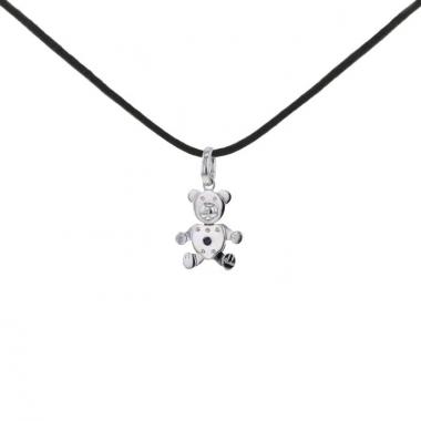 Pendentif Pomellato Orsetto moyen modèle en or blanc et saphir