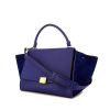 Celine Trapeze medium model handbag in blue grained leather and blue suede - 00pp thumbnail