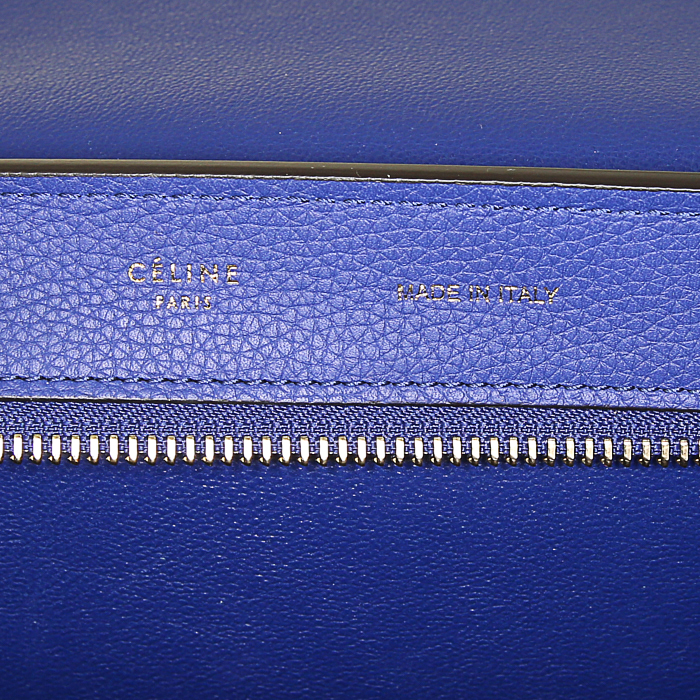 Borsa Celine Trapeze modello medio in pelle martellata blu e camoscio blu - Detail D4