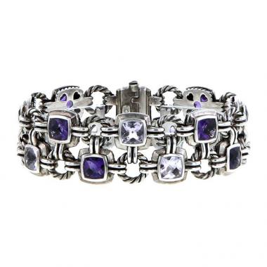 Brazalete David Yurman Albion en plata y amatistas