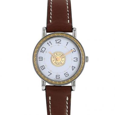 Hermes Sellier watch in stainless steel and yellow gold plated Ref:  8303 Circa  1990